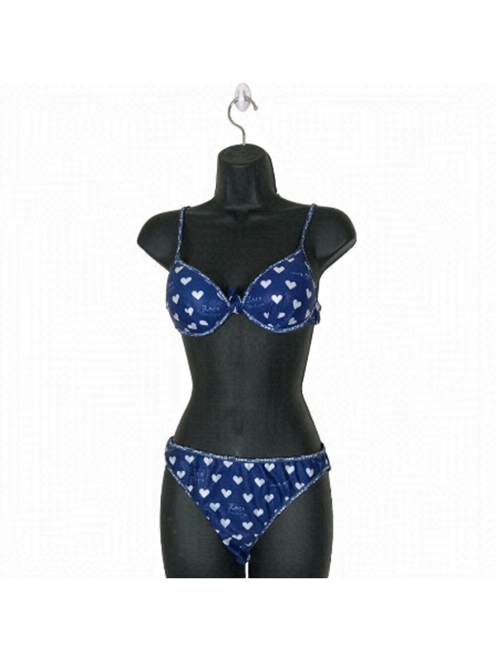 NWT Loco Boutique Blue &  White Hearts Bikini Size M